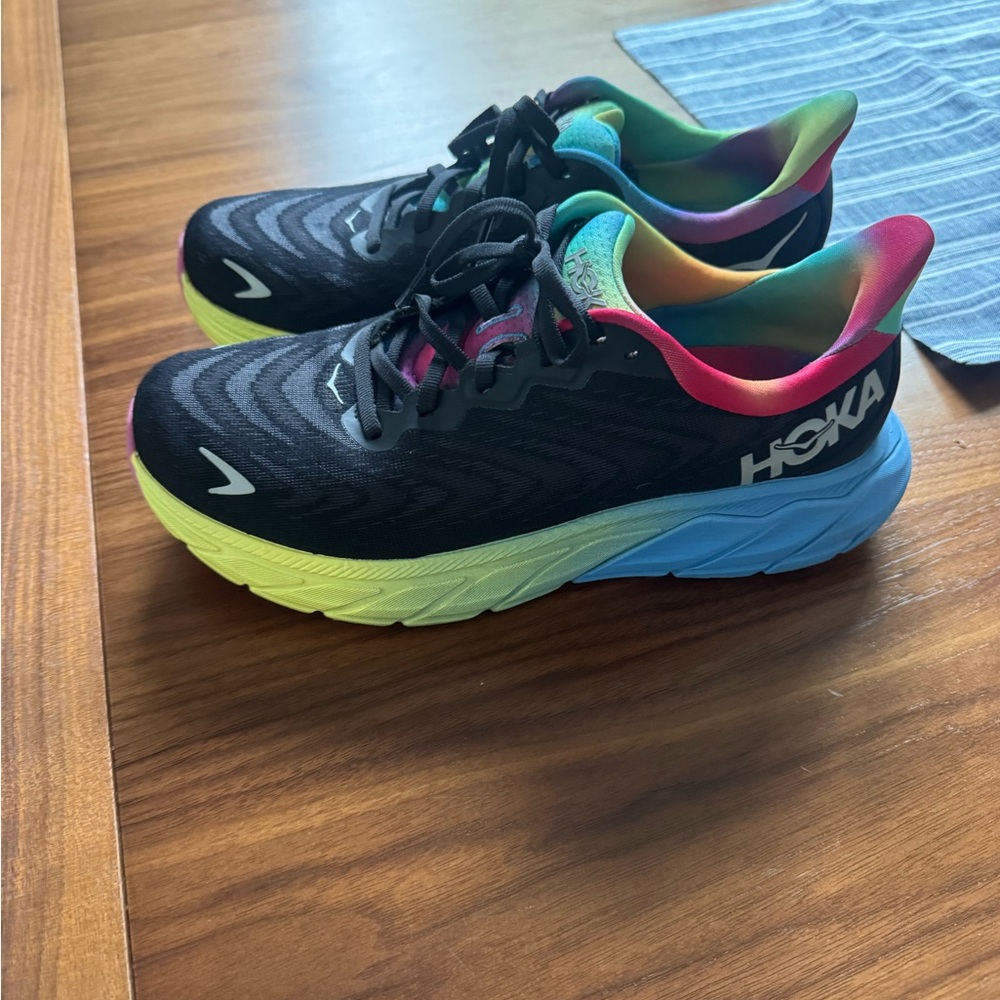 Hoka Black with Rainbow Accents Running Shoes